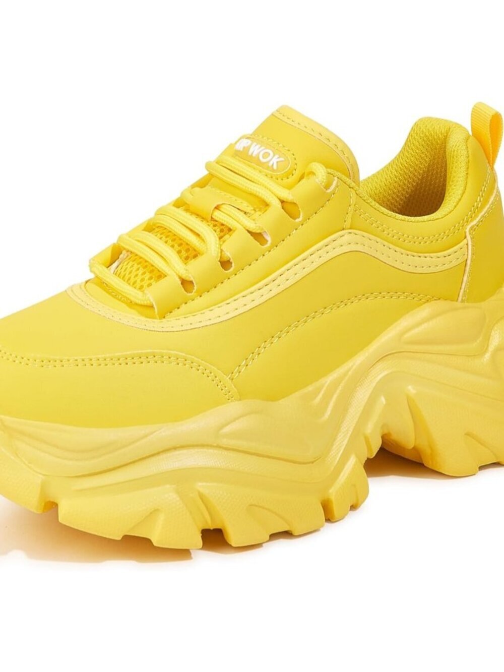 Women's Yellow Leather Fashion Casual Shoes Comfortable Walking Sneakers Shoes